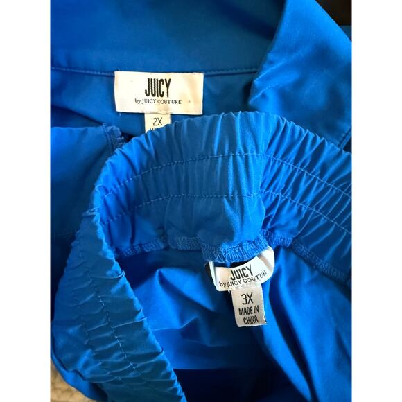 Juicy Couture Blue and Black Track Suit 2X/3X Two Piece Boxy Top Pull on Pants - Picture 3 of 8